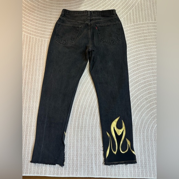 After Party Leather Flame Levi's 505 Jeans woman’s Sz 30 High Rise Vintage - Picture 5 of 11